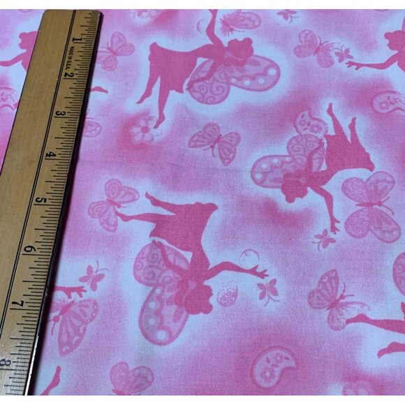 Concord Pixie Garden Pink Fairy & Butterfly Fabric 11" x 46" Cotton Springs Glob - Picture 3 of 6